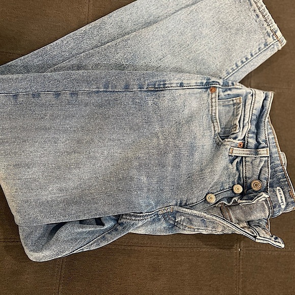 Old Navy button up distressed size 0 high rise straight leg - Picture 2 of 9